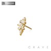 IMPLANT GRADE TITANIUM THREADLESS PUSH IN CZ BEZEL BAGUETTE MARQUISE ARCH FAN TOP PART